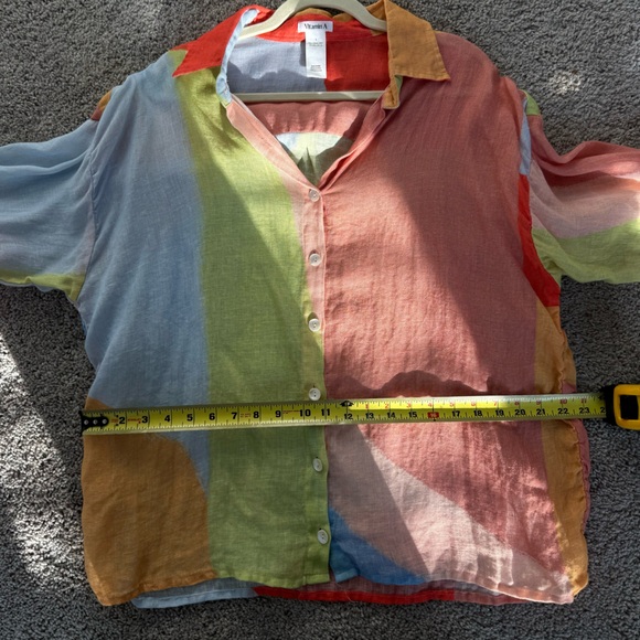 Vitamin A Multicolor Abstract Button-Down Shirt - Orange, Pink, Blue, Green - Picture 8 of 10